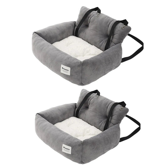 Paws & Family - Premium Dog Car Seat Bed with Adjustable Straps and Non-Slip Bottom for Safe Traveling